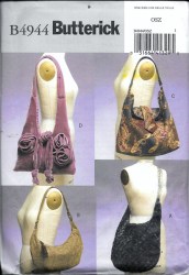 4944 BUTTERICK 4 LINED STRAPPY SHAPED HOBO BAGS PATTERN